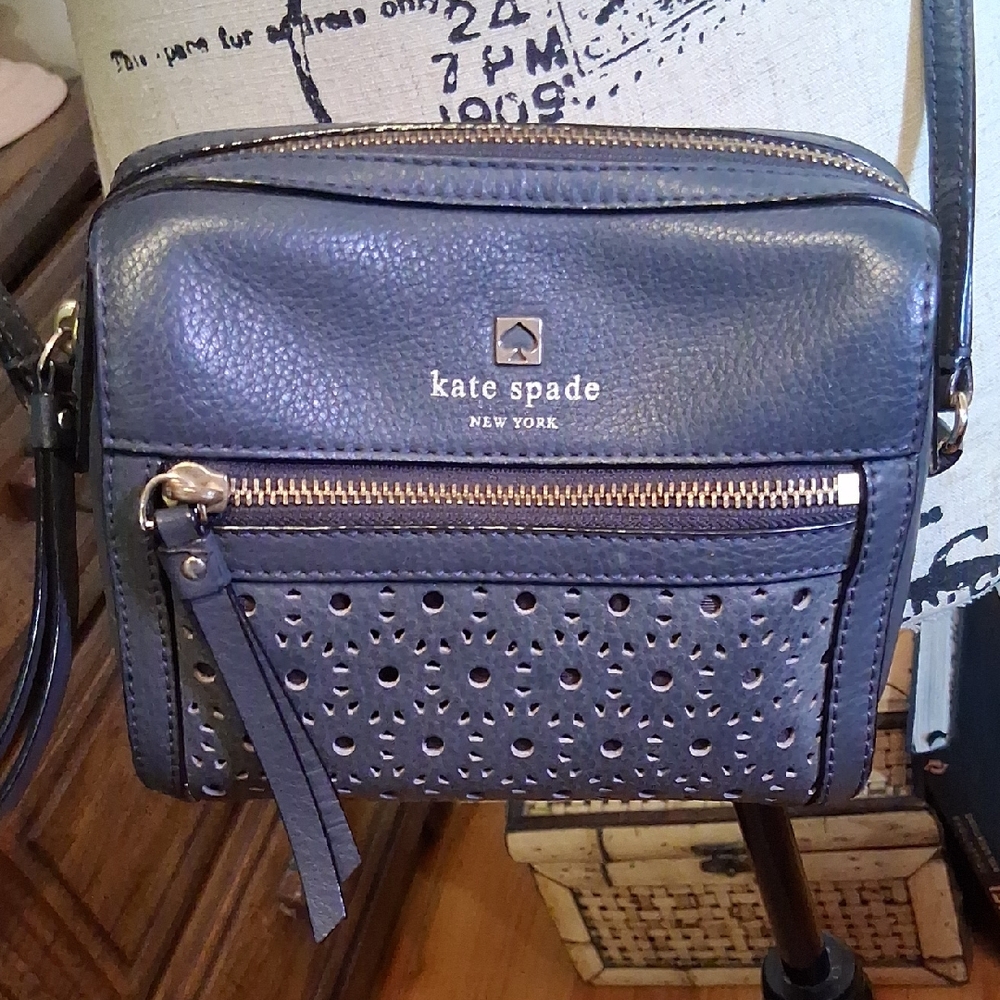 Kate Spade Blue Perforated Mini Crossbody Bag